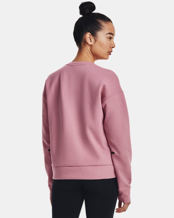 Damesshirt UA Unstoppable Fleece met ronde hals, Pink, pdpMainDesktop image number 1